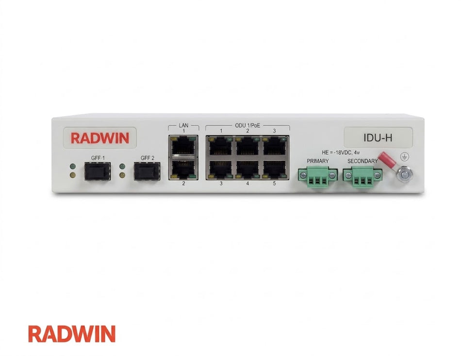 RADWIN IDU-H/HP – Unidad interior con 2 puertos GbE, 2 SFP y 6 puertos PoE para RADWIN 2000/5000 (RW-7301-2006)