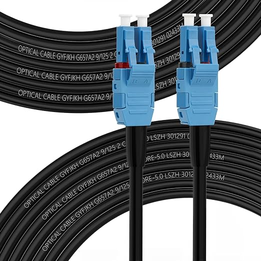 FLYPROFiber OS2 LC to LC Outdoor Fiber, 984 feet/300m OS2 Outdoor Armored, Single Mode Patch Cable, 1G/10GB OS2 LC-LC 9/125 um SMF Fiber Optic Cable Cord LSZH OD-5MM,300M (984 feet)